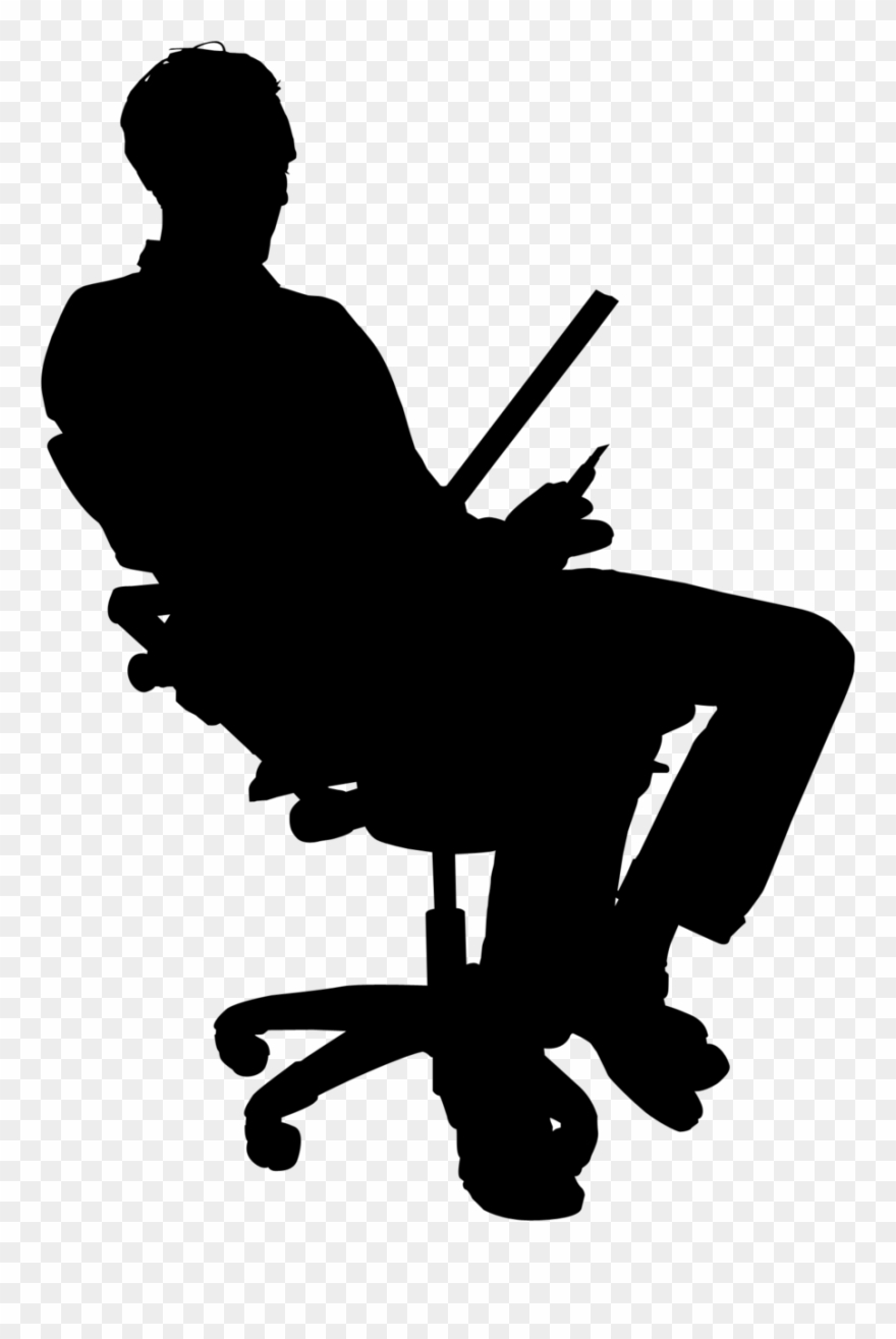 Sitting Man Silhouette - Person Sitting At Desk Png Clipart