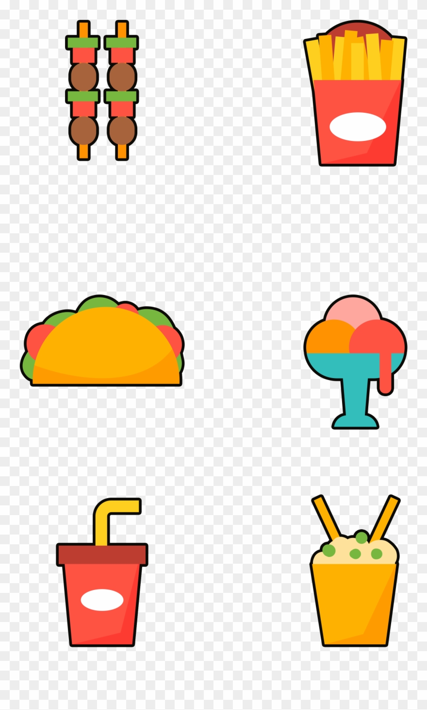 Fast Food Snacks Colored Minimalistic Png And Psd Clipart
