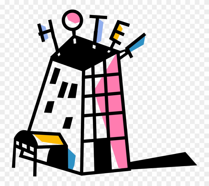 Vector Illustration Of Roadside Motor Hotel Provides Clipart