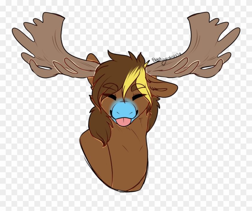 Antlers, Blep, Dyed Mane, Moose, Non-pony Oc, Oc, Oc - Cartoon Clipart