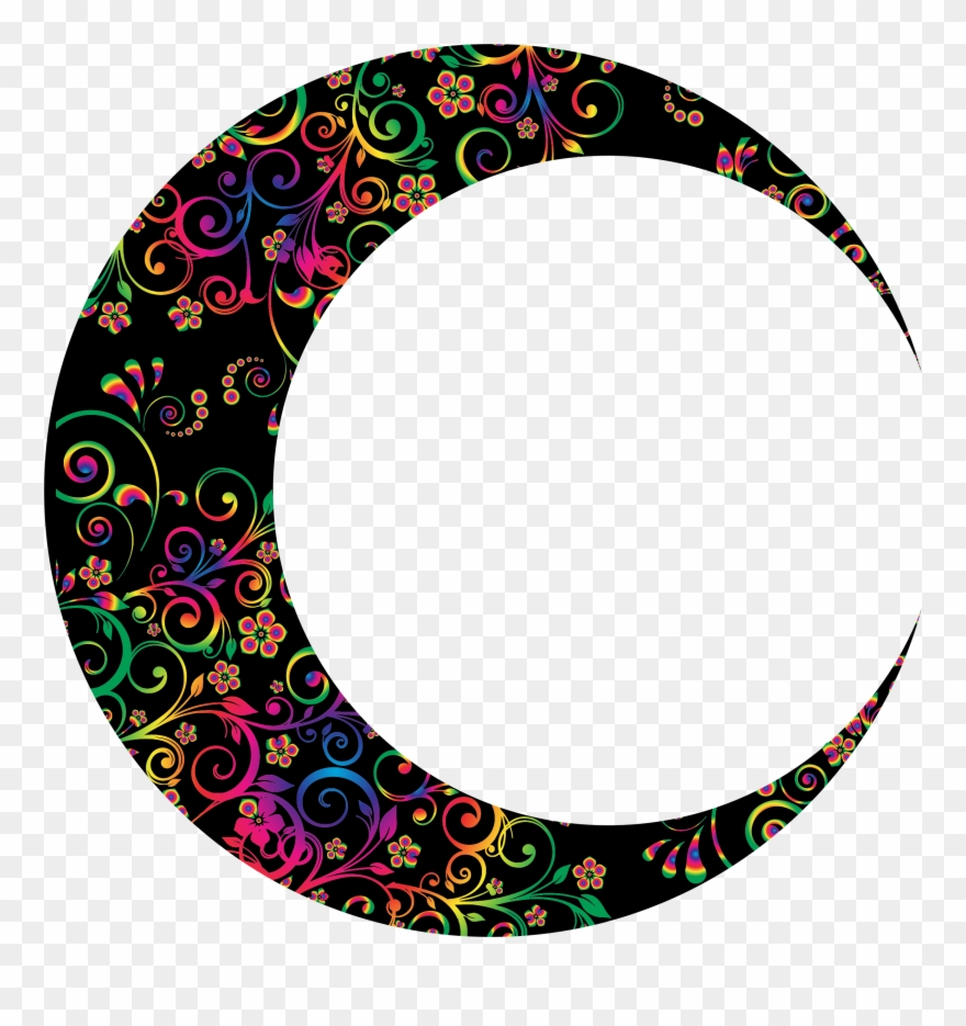 Big Image - Crescent Moon Design Black And White Clipart