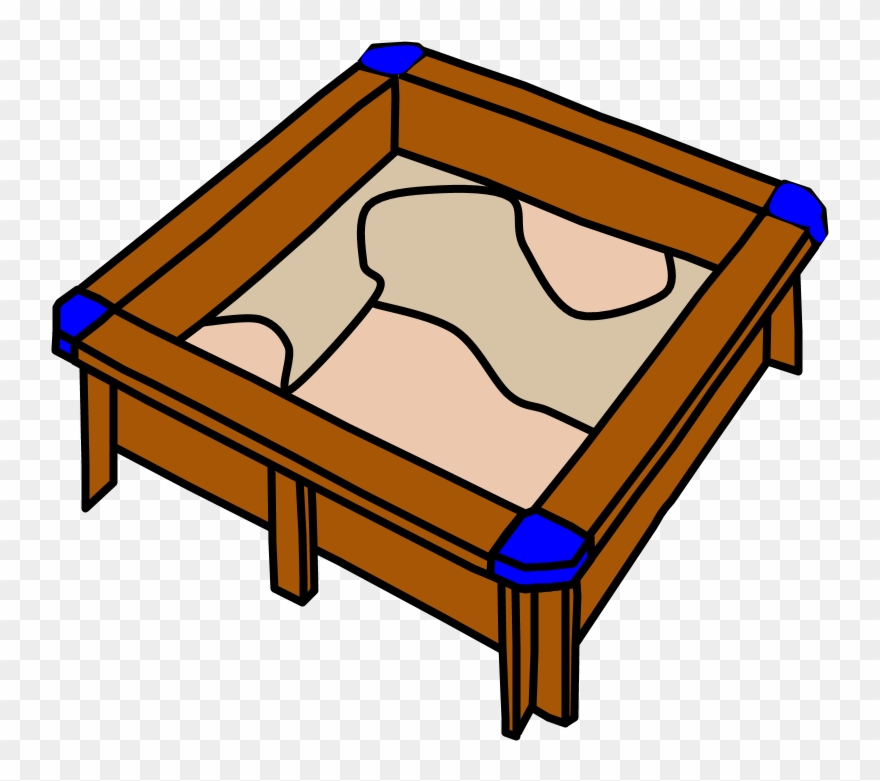 Sandbox, Square, Blue Seats, Brown Wood Clipart