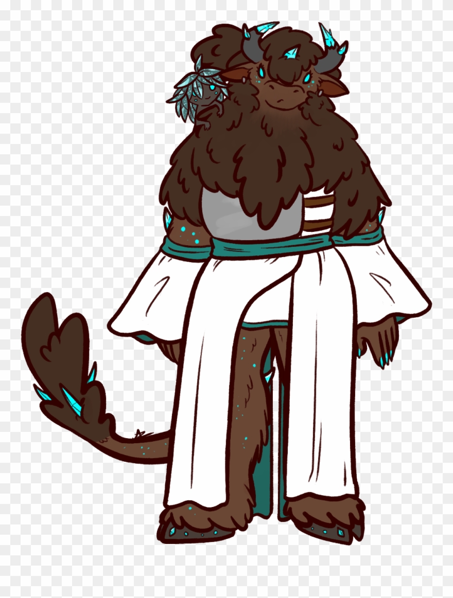 Crystal Shaman Minotaur And Her Little Petrifern Familiar - Illustration Clipart