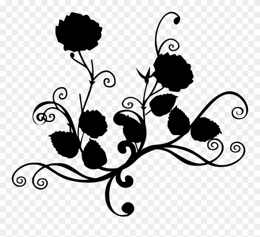 1024 X 891 2 - Black And White Flowers Transparent Clipart