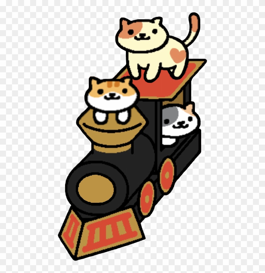 Pasty, Peaches And Pumpkin On The Cardboard Choo Choo - Neko Atsume Train Clipart