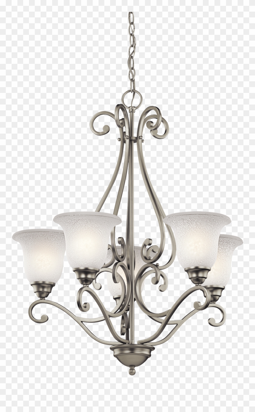 Kic 43224ni Five Light Brushed Nickel Chandelier 5x100m - Transparent Modern Chandelier Clipart