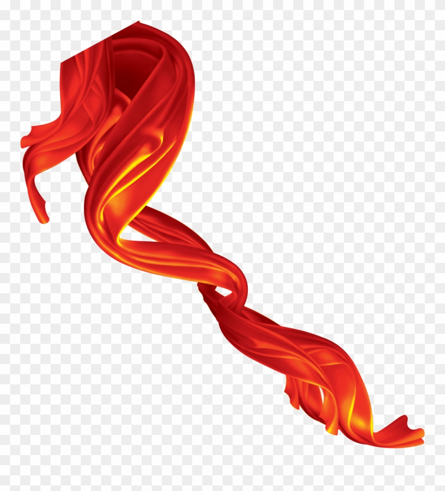 Red Silk Ribbon - Flowing Red Silk Clipart