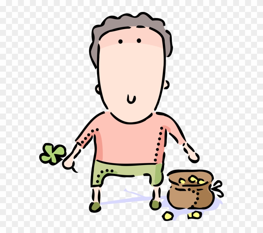 Vector Illustration Of St Patrick's Day Lucky Shamrock - Cartoon Watering Can Clipart