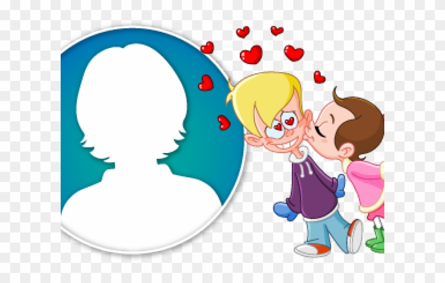 New Year Clipart 2016 Cartoon - Girl Kissing Boy On Cheek Cartoon - Png Download