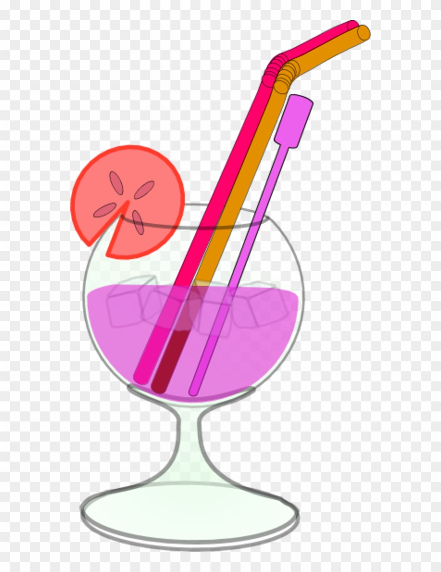 Glass Juice Straw Lemon Ice - Cocktail Clip Art - Png Download