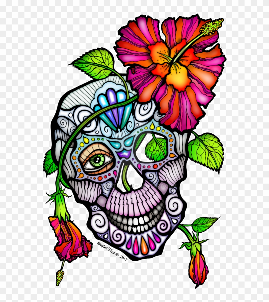 Sugar Skull Flowers Pictures And Cliparts Free - Png Day Of The Dead Flowers Transparent Png