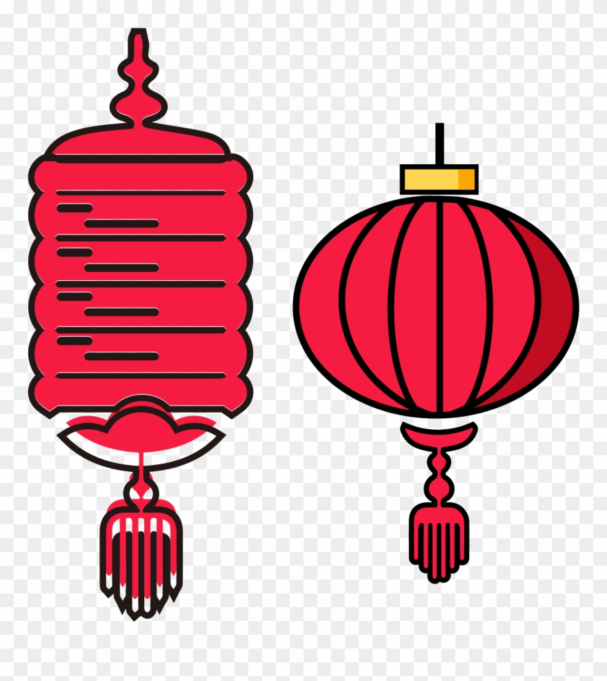 New Year Red Lantern Set Illustration Split 02ai Vector Clipart