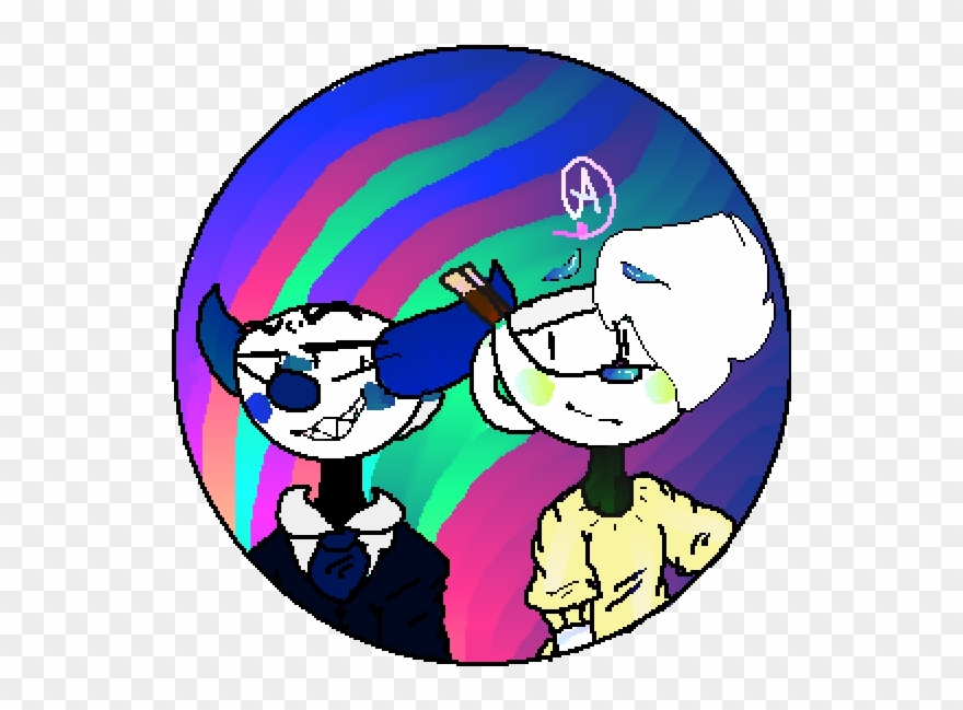 Mugman And Buttercup - Sharing Needles Clipart