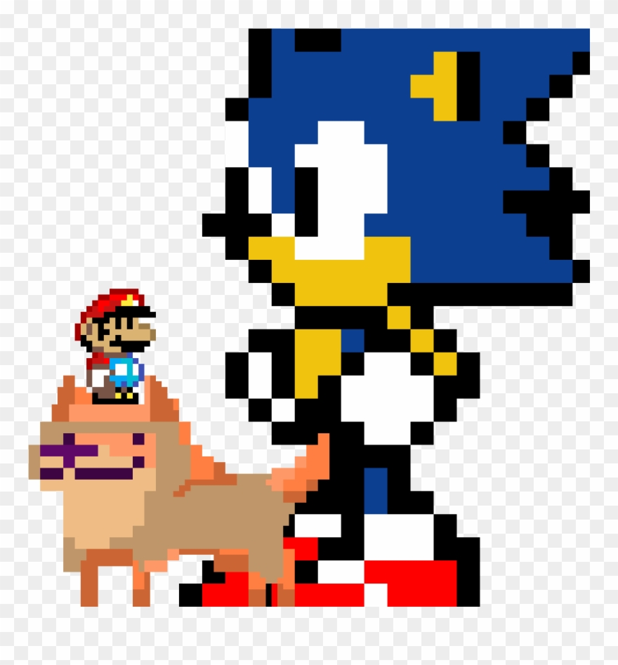 Sonic Super Star - Sonic Minecraft Pixel Art Clipart