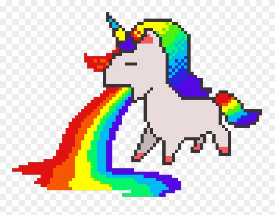 Pixelart Sticker - Unicorn Rainbow Pixel Art Clipart