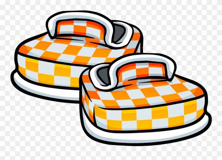 Dk Style Orange Checkered Shoes - Club Penguin Checkered Shoes Clipart