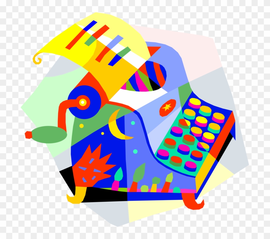 Vector Illustration Of Old School Typewriter With Document - Graphic Design Clipart