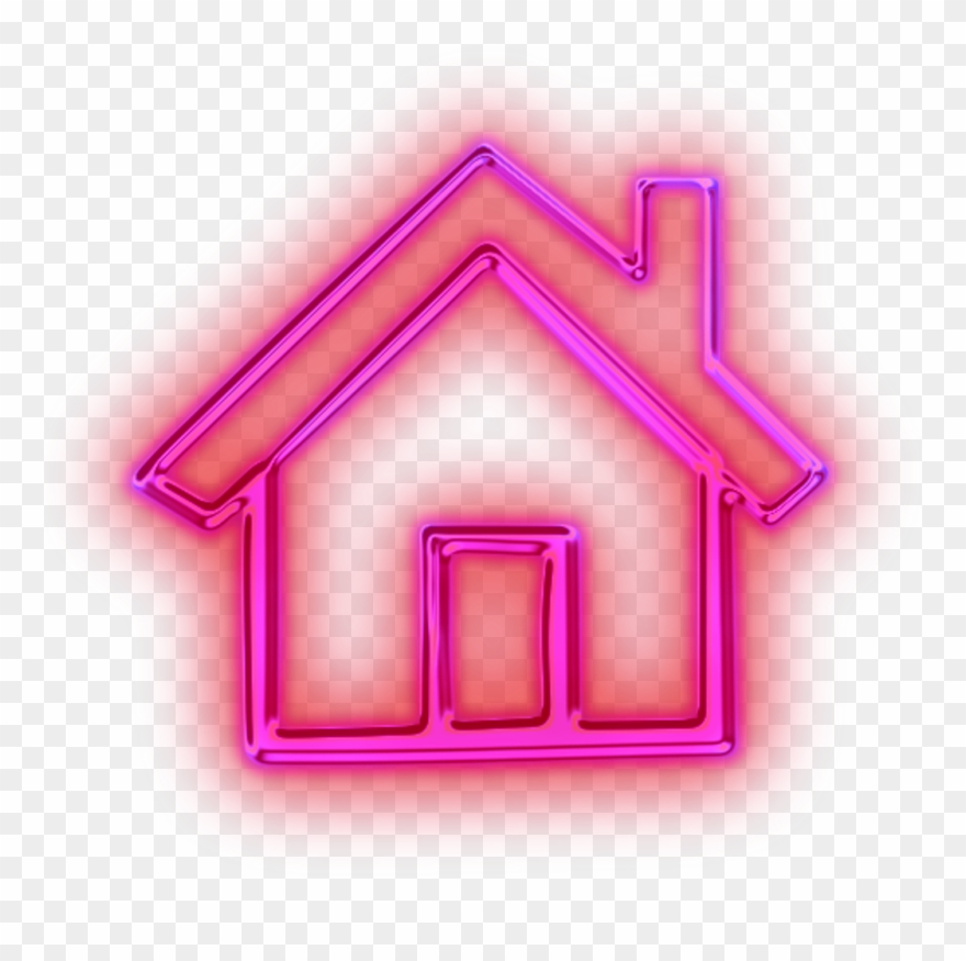 Neon Light Pink House Freetoedit - Pink Home Button Png Clipart