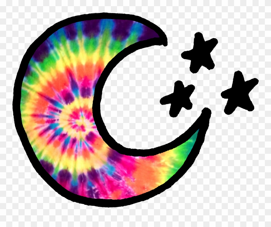 Tie Dye Moon - Hippie Clipart