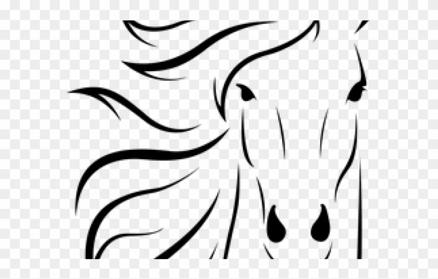 Stallion Clipart Shadow - Dessin Tete Cheval Facile - Png Download