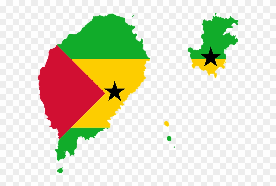 Sao Tome And Principe Flag Map Clipart