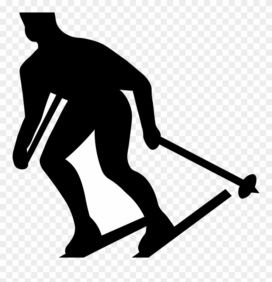 Alpine Skiing Silhouette Ski Poles Freeskiing - Skier Silhouette Clipart