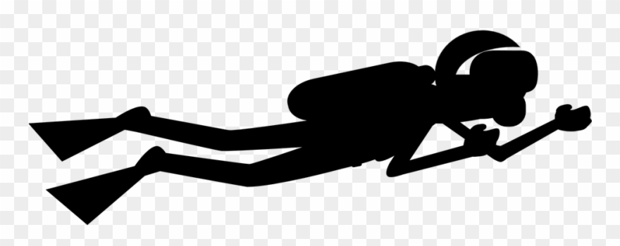 Diver Clipart Under Sea - Scuba Diving Clipart Black And White - Png Download