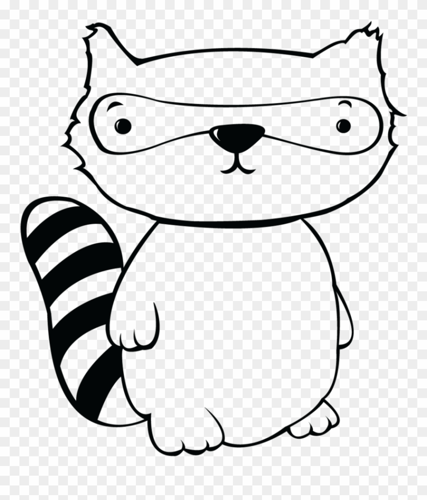 Racoon Clipart Black And White - Cute Raccoon Clipart Black And White - Png Download