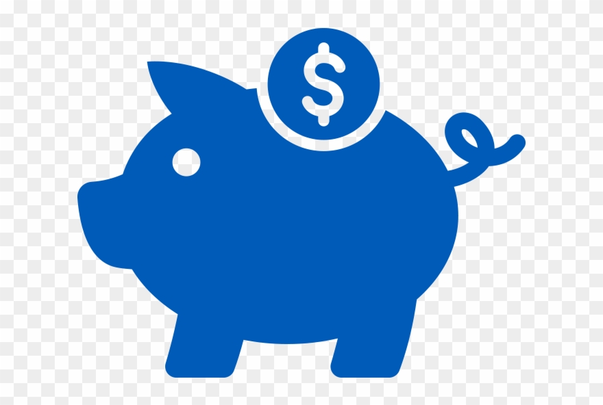 Icon Of Blue Piggy Bank With Money - Save Money Icon Png Clipart