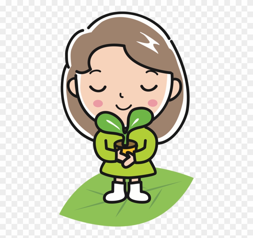 Girl With Plant Woman Plants Human Behavior - Girl Plant Clipart - Png Download