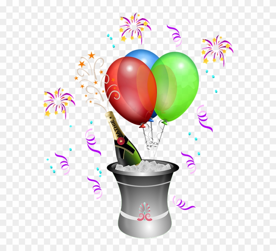 Jubilæum, Balloner, Flaske, Spand, Fest, Champagne - Champagne Clipart - Png Download