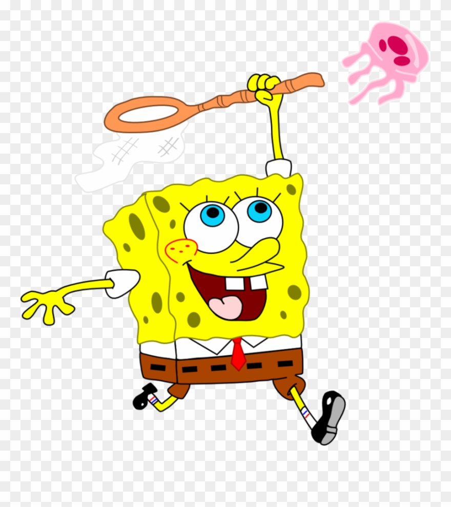 Drawing Spongebob Jellyfish 1 Clipart - Spongebob With Net Png Transparent Png