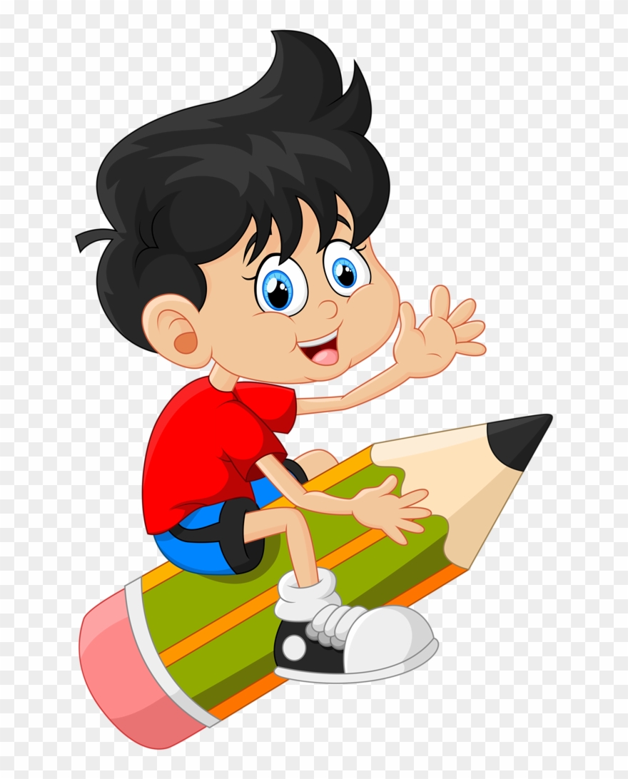 Escola & Formatura Clip Art School, School Clipart, - Boy Sitting On Pencil Hd Cartoon - Png Download