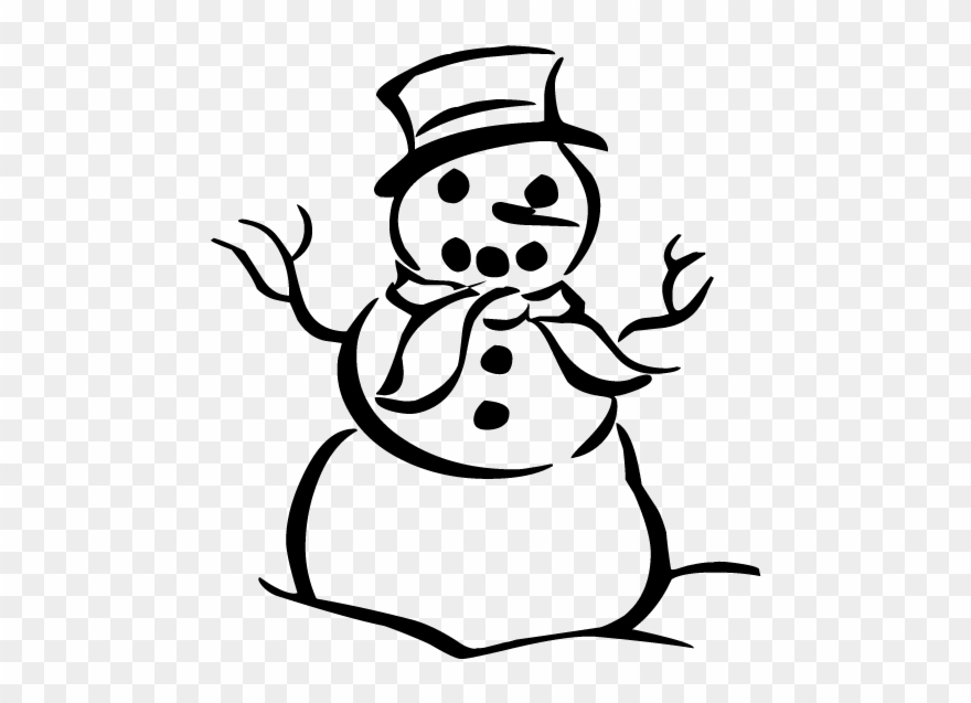 Snowman With Top Hat Coloring Page - Cowboy Snowman Coloring Pages Clipart