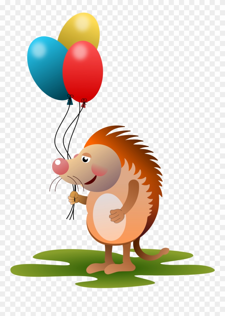 Hedgehog With Balloons - El Erizo Y El Globo Clipart