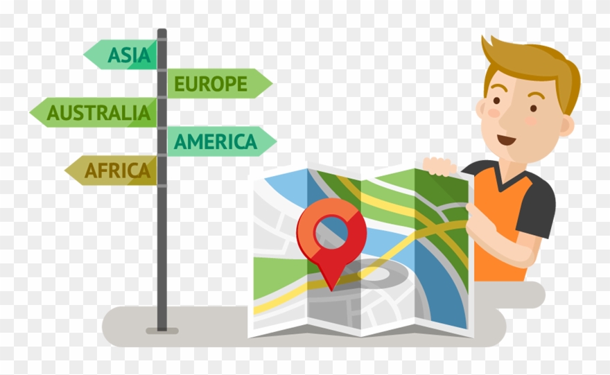 Young Man Traveling Around The World With A Map - Travel Clipart Around The World - Png Download