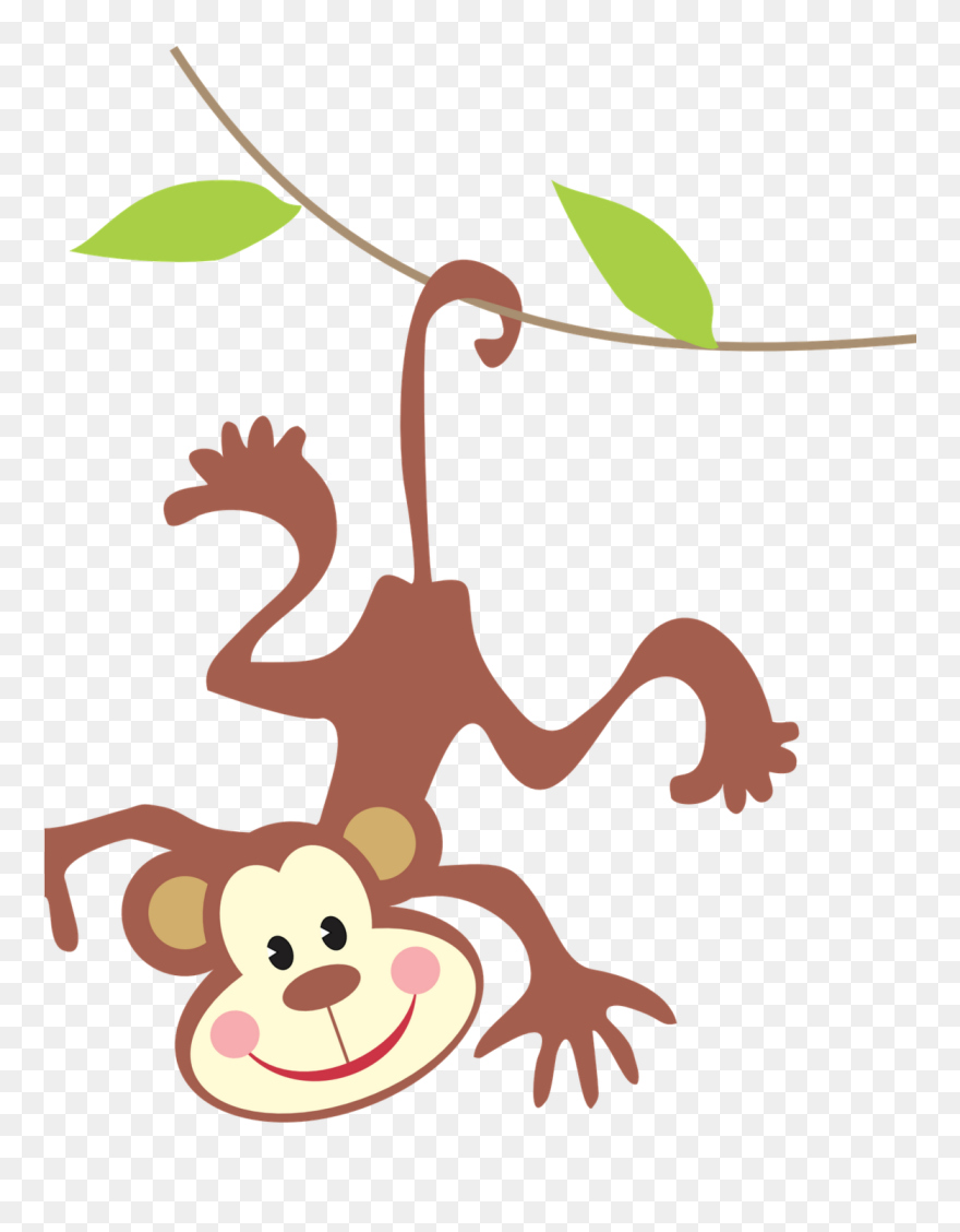 Clipart Monkey Jungle Animal - Monkey In Rainforest Clipart - Png Download