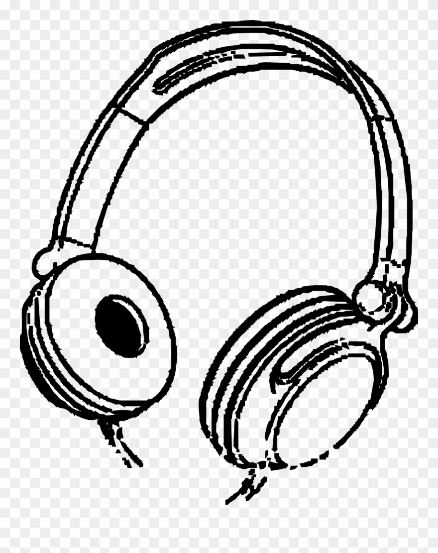 Drawing Headphones Cartoon Banner Royalty Free Download - Fones De Ouvido Desenho Clipart