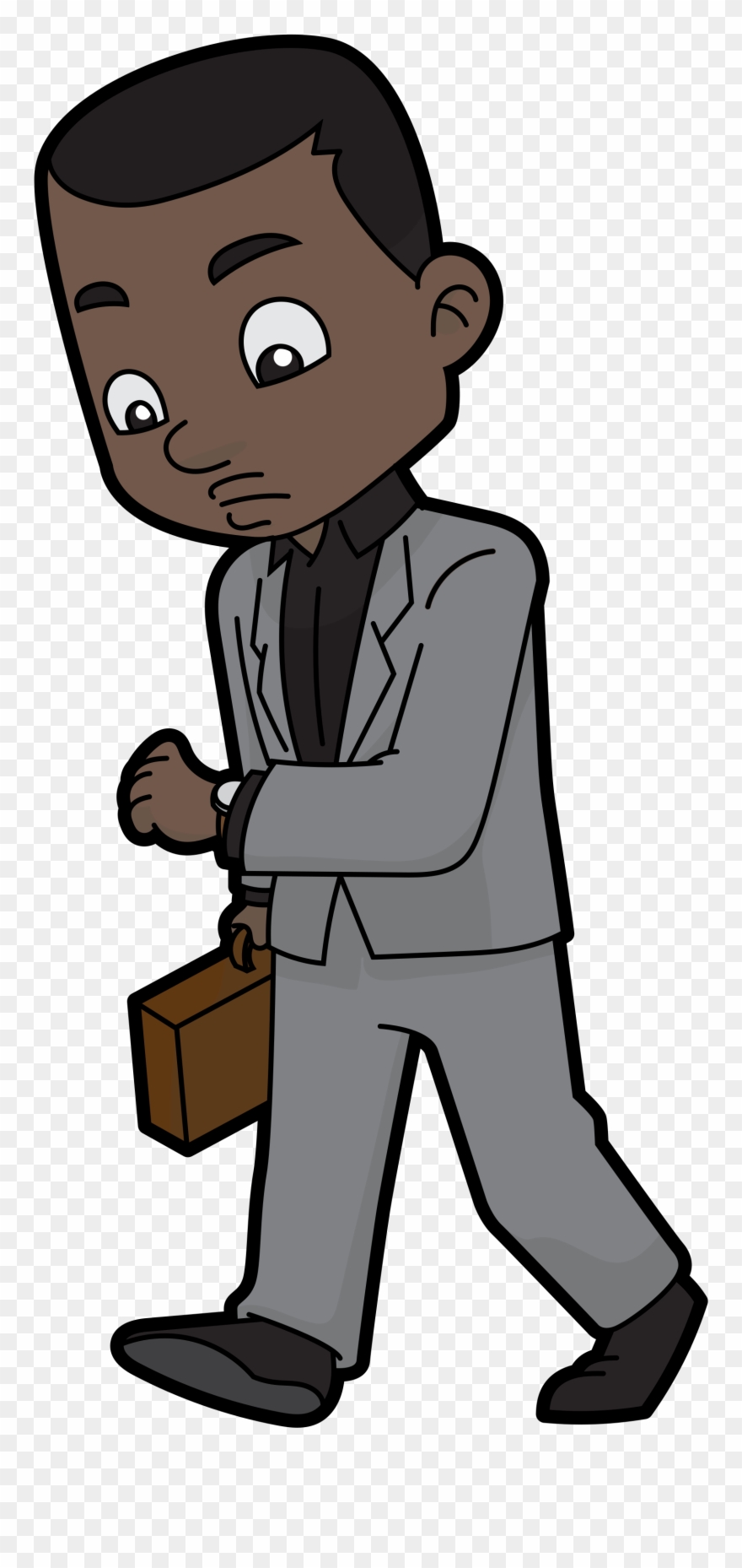 Vector Transparent File Cartoon Black Checking - Black Businessman Cartoon Character Clipart
