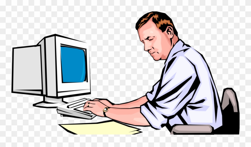 Freeuse Entrepreneur Works At Vector - Cartoon Clipart