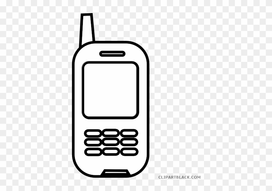 Jpg Free Library Cell Phone Black And White Clipart - Celular Blanco Y Negro - Png Download