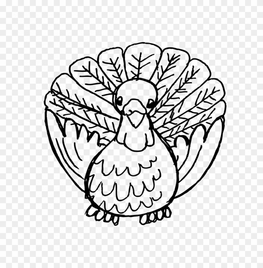 Drawing Turkey Black And White Vector - Spanish Thanksgiving Word Search Clipart