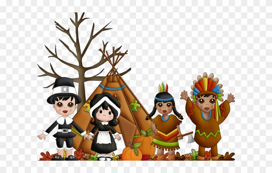 Thanksgiving Clipart Scene - Thanksgiving Pilgrim Clip Art - Png Download
