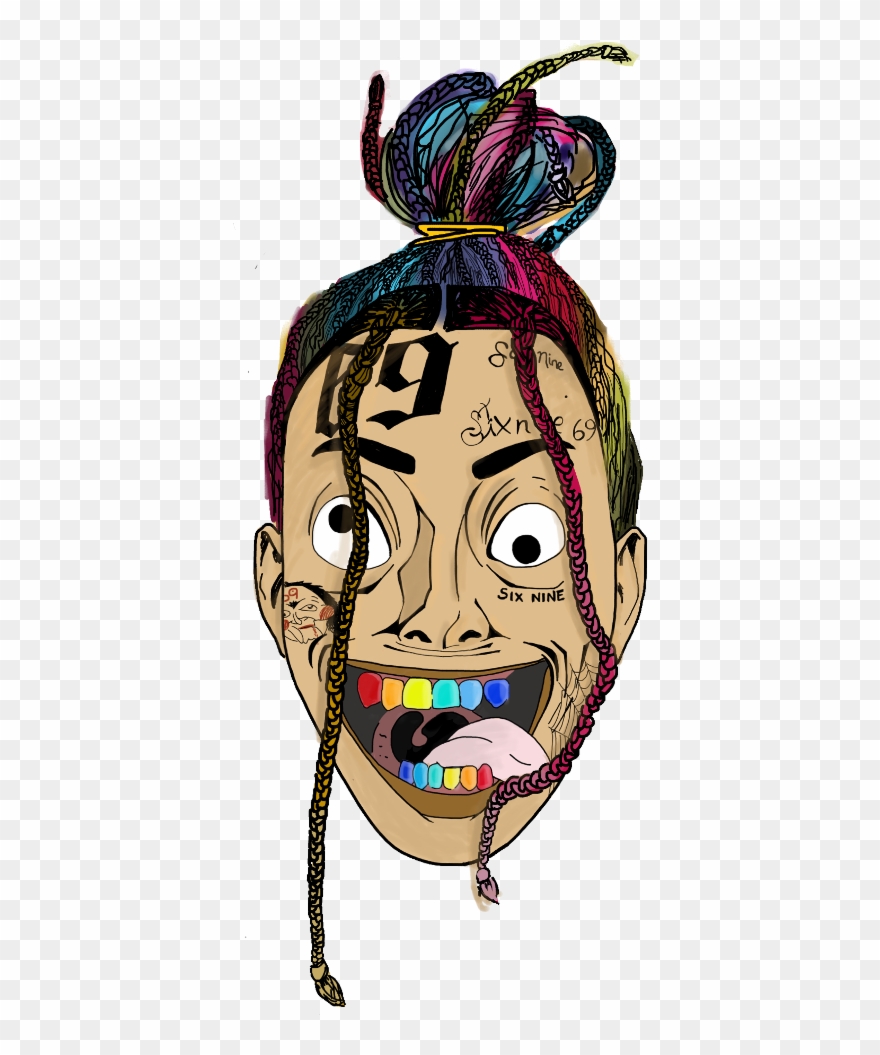 Banner Black And White Ix Ine Creepy - 6ix9ine Cartoon Clipart