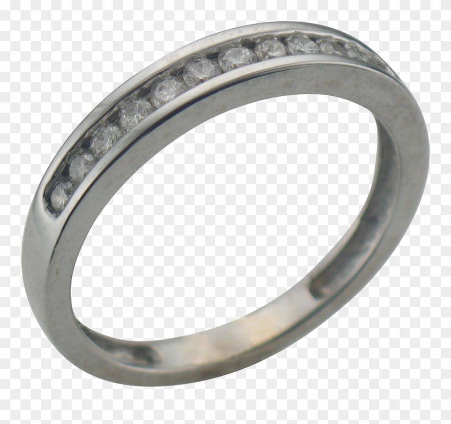 Estate 14k White Gold Diamond Wedding Band Clipart