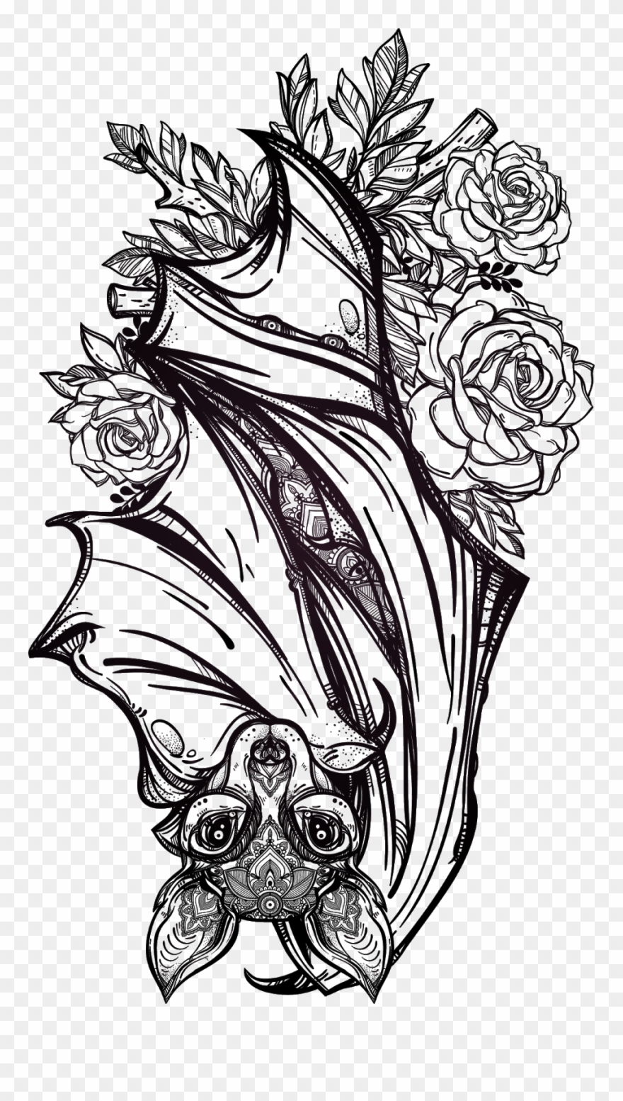 930 X 1600 5 - Bat Tattoo Sketch Clipart
