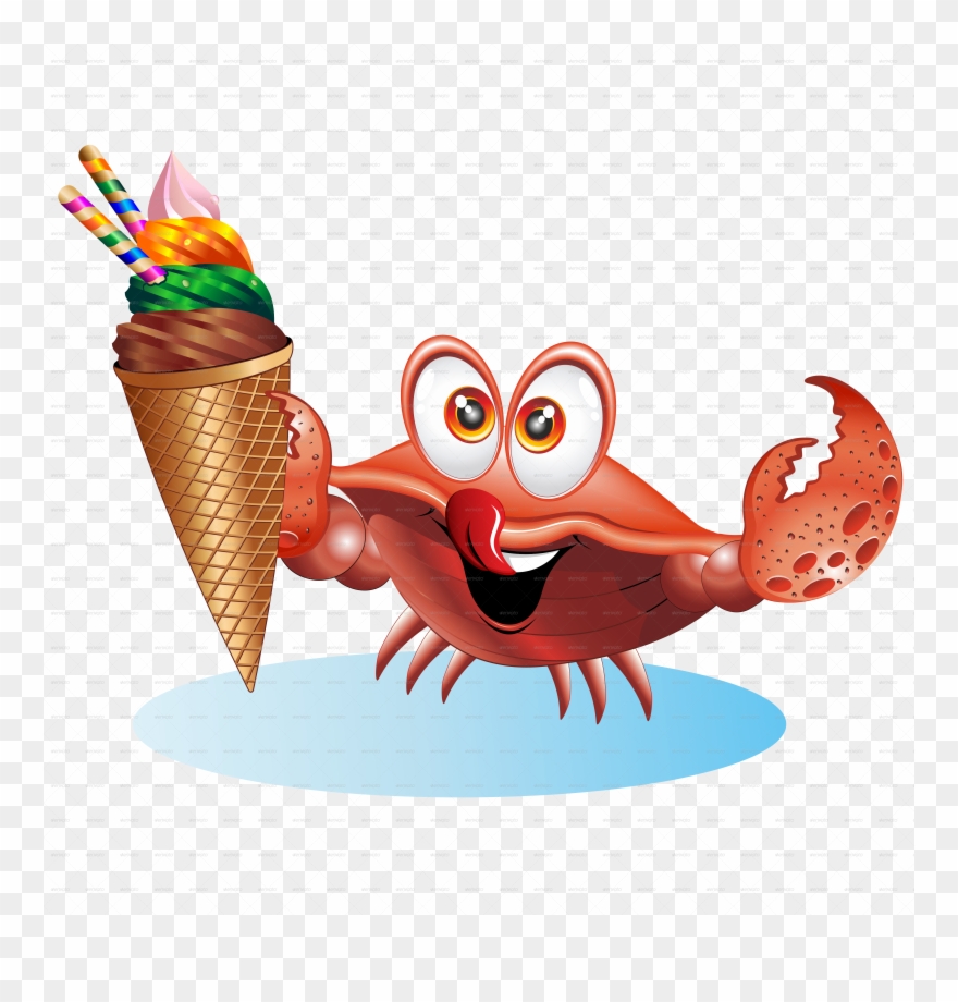 Crab Cartoon With Ice Cream Giff5000 Crab Cartoon With - Cartoon Clipart