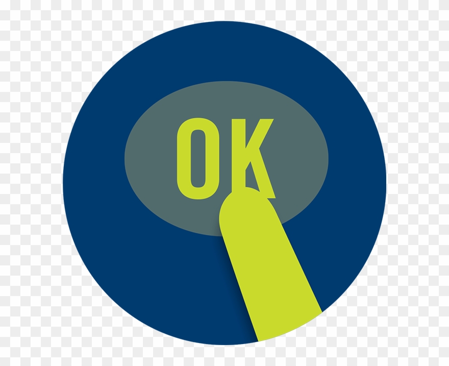 A Finger Touches A Button Labelled “ok” - Circle Clipart