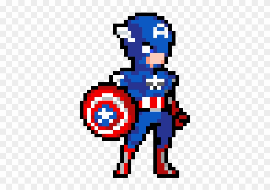 Captain America - Transparent Pixel Superhero Clipart