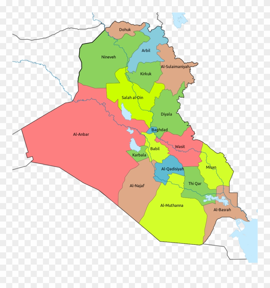 Iraqi Governorates - Iraq Map In English Clipart